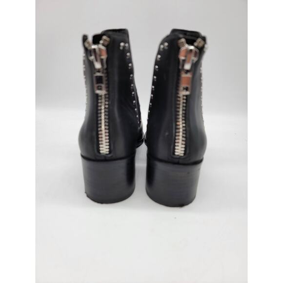 Steve Madden Zip Back Block Heel Ankle Boots Size 6.5 Black Leather Studded - Picture 6 of 7